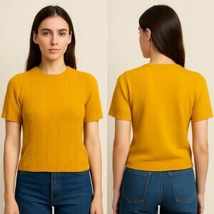 Vintage Espirit De Corp Sunshine Yellow Short Sleeve Sweater Size XS/S